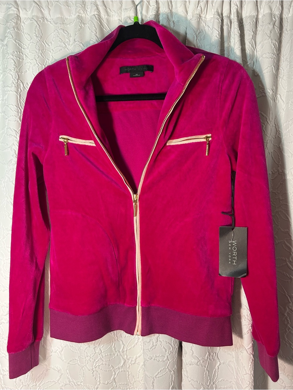 NWT Worth NY Fuchsia Velour Shaina Jacket size XS Sugg. Retail $298
